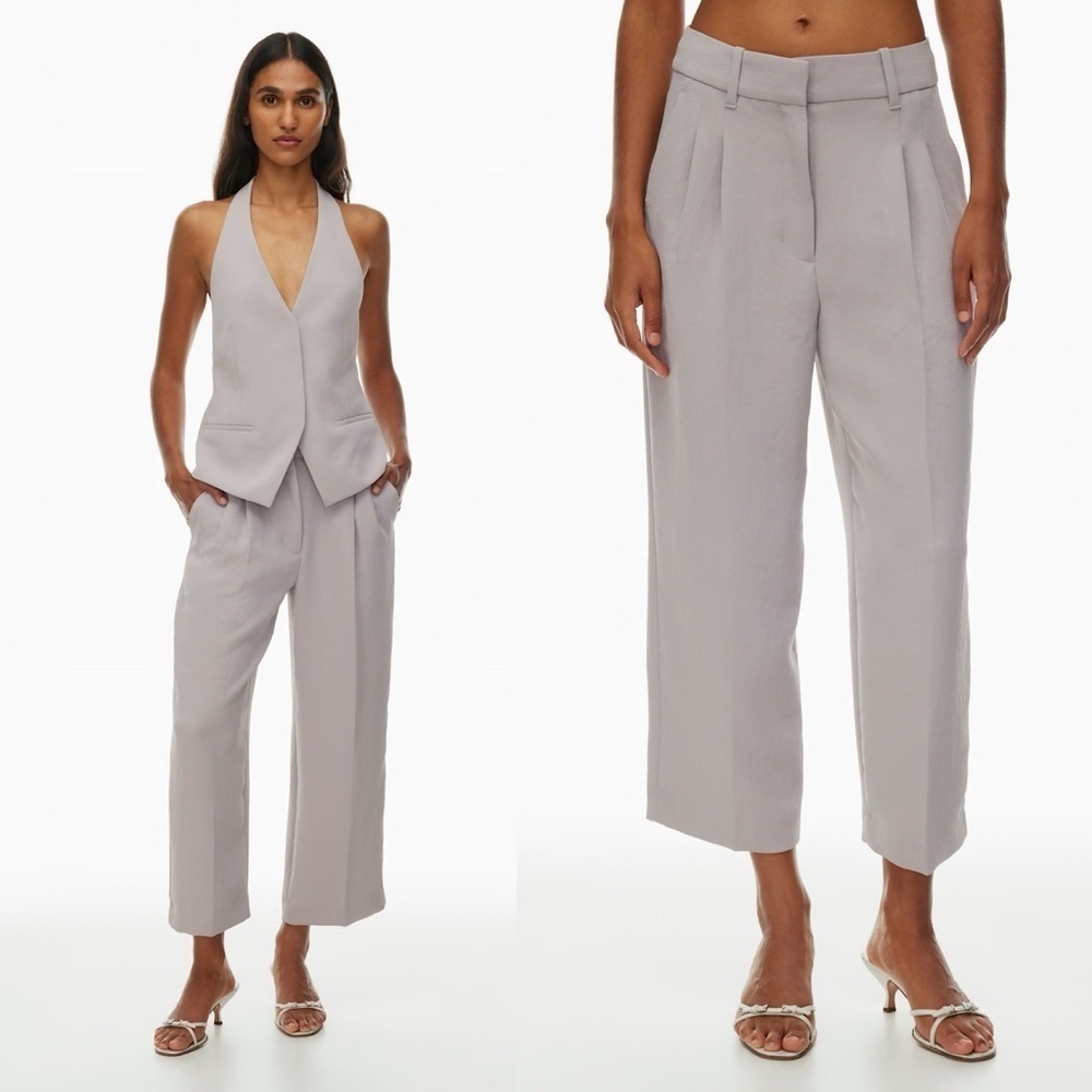 Aritzia- The Effortless Pants Cropped Crepette Wide Leg Size 6 Dusty Coral